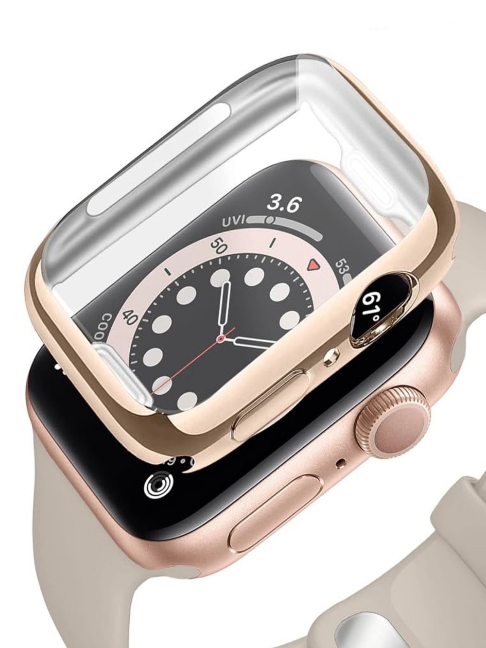 Apple Watch Protective Case Screen Cover 45mm Gold Silicone smartwatch protector